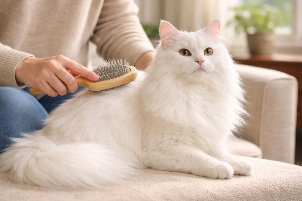elegant long haired angora cat